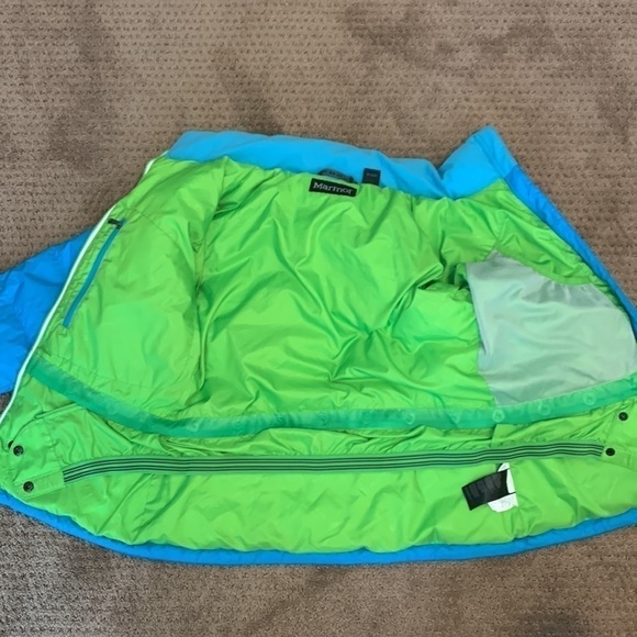Marmot small turquoise down coat. - Picture 8 of 11